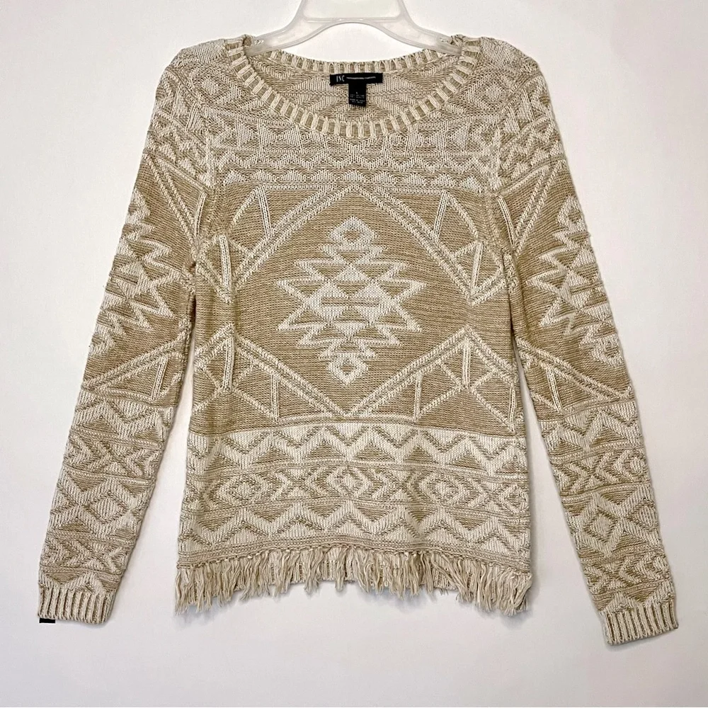 INC Fringe Tribal Sweater - Picture 3 of 9